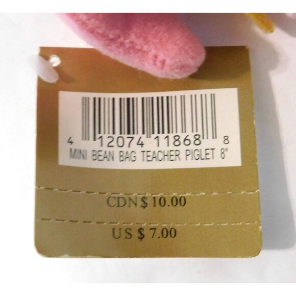 Disney Store Piglet Teacher Mini Bean Bag Plush Pink White Shirt  8" - Picture 6 of 6